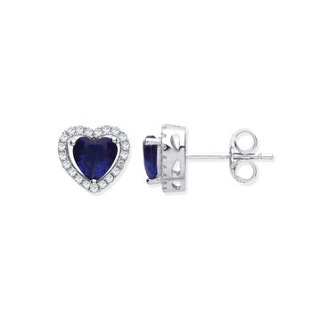 Cz Emerald Heart Sterling Silver Stud Earrings, 3 of 3