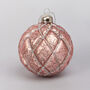 G Decor Set Of Four Glass Light Pink Christmas Baubles, thumbnail 5 of 5