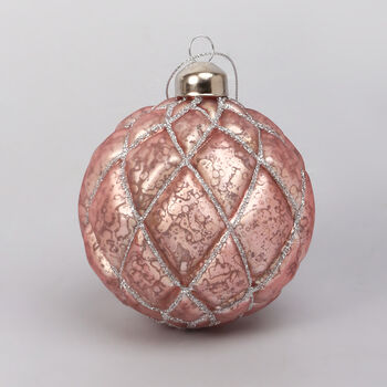 G Decor Set Of Four Glass Light Pink Christmas Baubles, 5 of 5