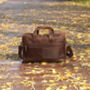 Genuine Leather Double Front Zips Briefcase, thumbnail 5 of 12