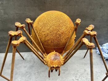Huge Spider Garden Ornament 35cm Distressed Rusty Metal, 3 of 12
