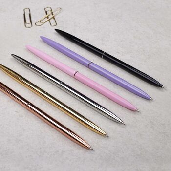 Slim Pink Metal Ballpoint Pen, 3 of 4