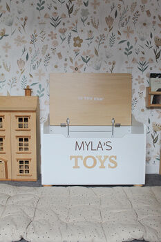 Personalised White Wooden Toy Box, 6 of 6