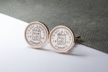 1935 90th Birthday Sixpence Coin Cufflinks, 3 of 4