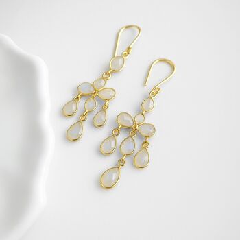 Moonstone Gemstone Chandelier Dangle Earrings, 2 of 4