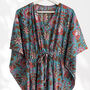 Bright Blue And Pink Floral 100% Cotton Kaftan, thumbnail 7 of 7