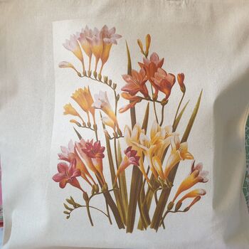 Freesia Flower Illustration Cotton Shopper Tote Bag, 3 of 3