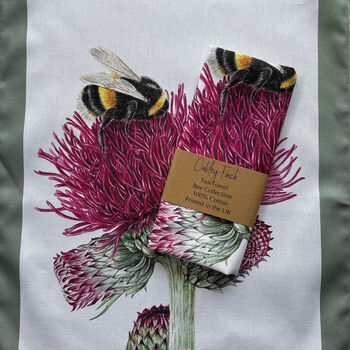 Bumble Bee And Thistle Painting Tea Towel, 3 of 3
