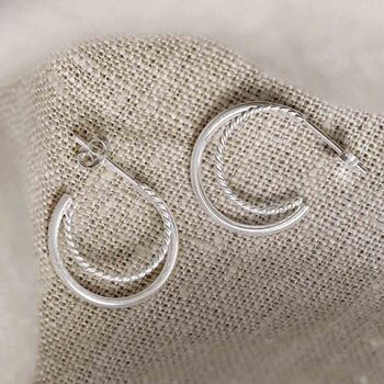Sterling Silver Twist And Shout Stud Hoops, 3 of 6