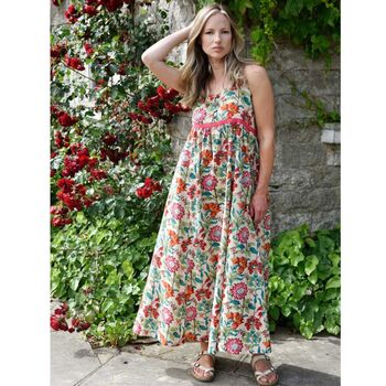 Floral Garden Strappy Cotton Dress, 3 of 7