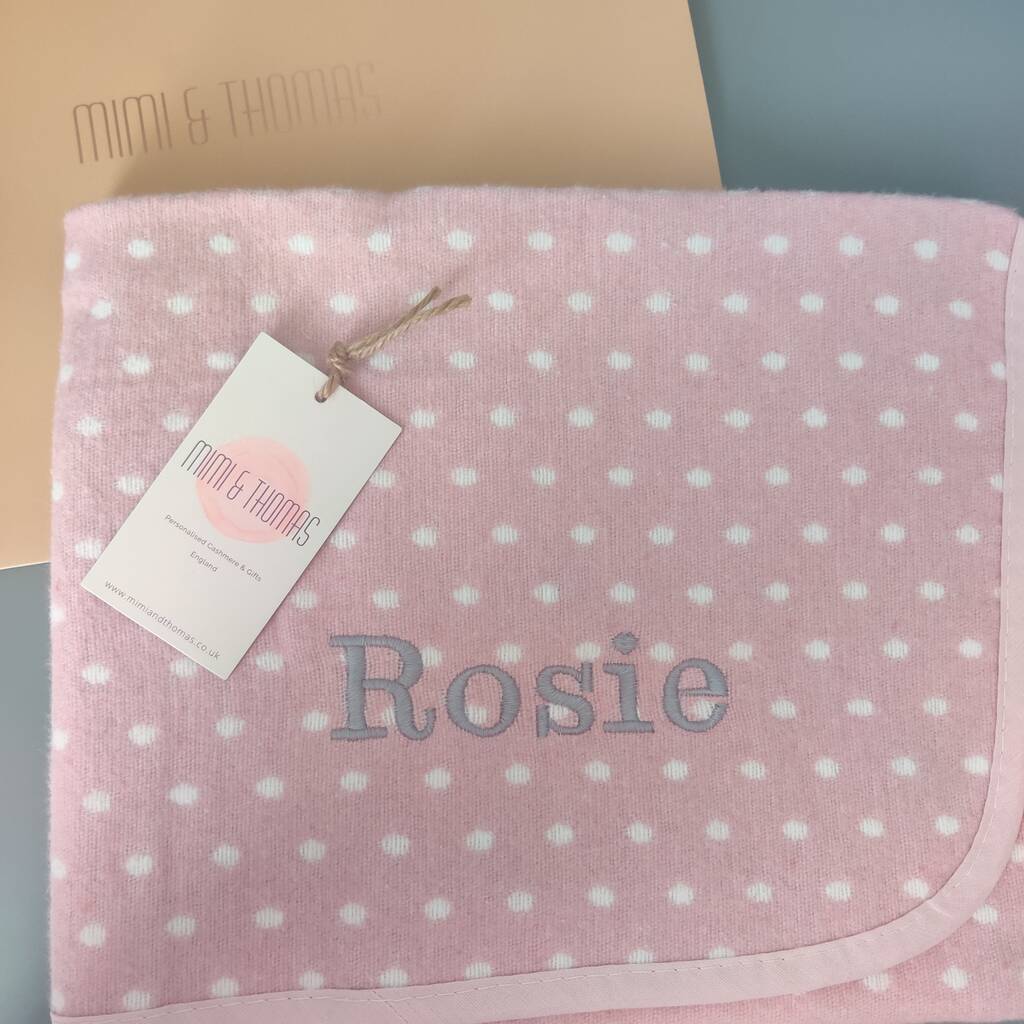 Personalised Pink Polka Dots Baby Blanket Gift By Mimi & Thomas