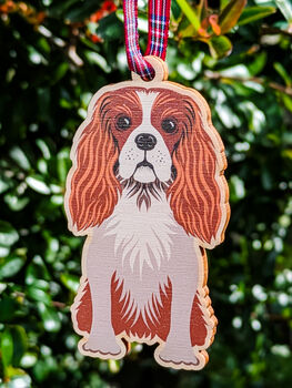 King Charles Spaniel Hanging Wooden Christmas Decoration, 6 of 7