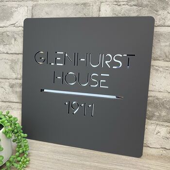 Xl Stylish Square Laser Cut House Number Door Sign, 3 of 4