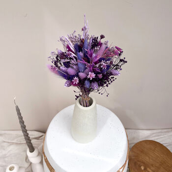 Purple And Lilac Dried Flower Bouquet Round, 4 of 7