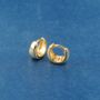 Thick Gold Huggie Hoops, 12 Mm Huggie Hoop Earrings, Minimalistic Hoops, thumbnail 3 of 7