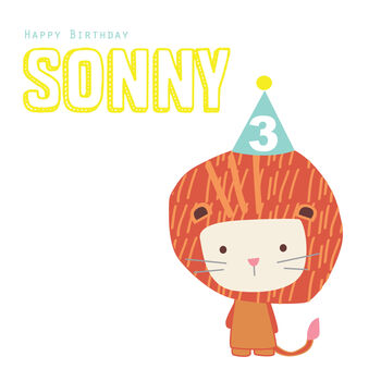 Happy Birthday Lion Boy / Girl Age Greeting Card, 4 of 4
