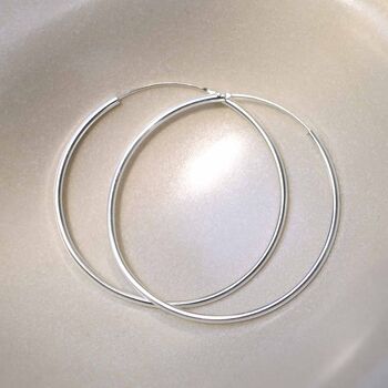Sterling Silver 5cm Hoop Earrings, 4 of 5