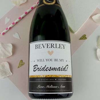 Personalised Be My Bridesmaid Champagne Label, 2 of 2