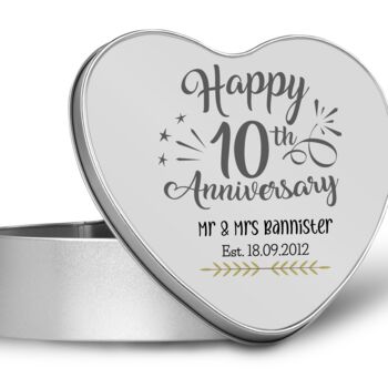 10th Wedding Anniversary Heart Tin, 2 of 2