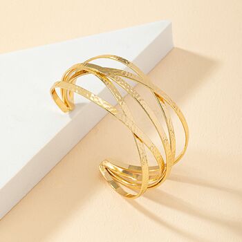 Silver Plated Hammered Multi Band Russian Cuff Bangle, 4 of 9