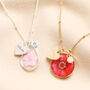 Personalised Pressed Birth Flower And Heart Charm Necklace, thumbnail 1 of 8