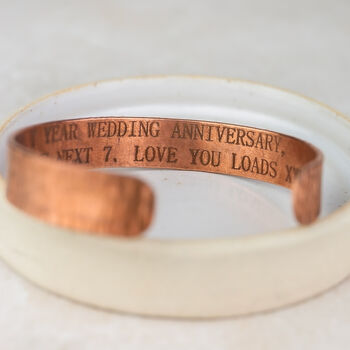 Personalised Unisex Wide Hammered Copper Cuff Bracelet, 3 of 4