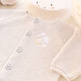 Personalised Blue Baby Boy Cardigan With Moon And Stars Embroidered Initial, thumbnail 5 of 12