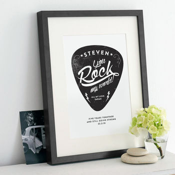 Personalised 'You Rock My World' Guitar Pick Print, 10 of 12