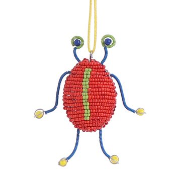 Christmas Beaded Beetle Robot Decoration, 10cm Red, 3 of 3