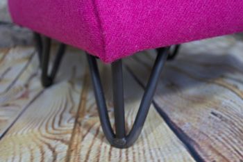 Retro Style British Wool Footstool On Hairpin Legs, 10 of 12