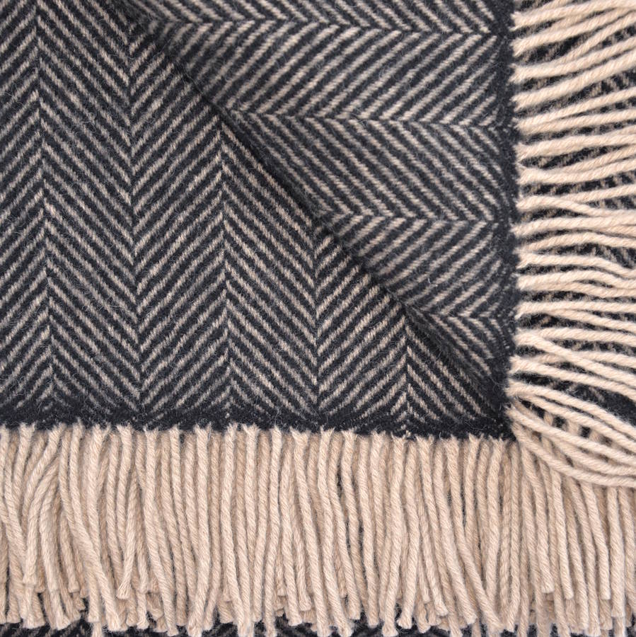 Black And Caramel Throw In Herringbone By Atlantic Blankets ...