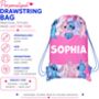 Disney Lilo And Stitch Drawstring Bag Personalised Girls, thumbnail 6 of 6