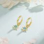 Opal Starburst Huggie Hoop Earrings In Sterling Silver, thumbnail 5 of 11