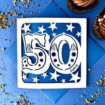 Big Number Personalised 50th Birthday Card, 2 of 4