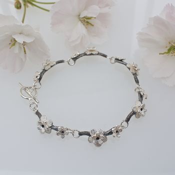 Handmade Silver Cherry Blossom Bracelet, 4 of 8