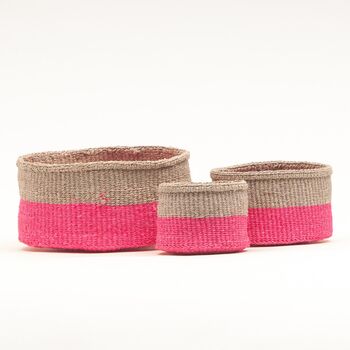 Grey And Fluoro Pink Colour Block Basket, 3 of 12
