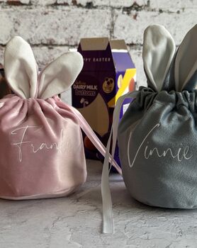 Easter Bunny Luxury Feel Treat Bag Personalised, 2 of 3