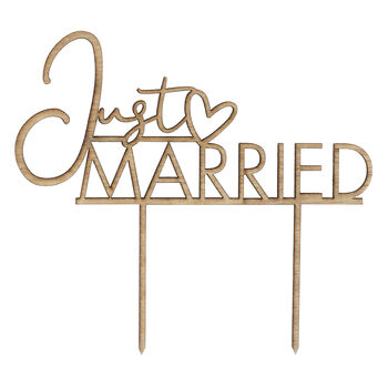 Wooden Just Married Cake Topper By Ginger Ray | notonthehighstreet.com