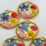 Gold Earrings With Red And Blue Flowers, thumbnail 2 of 7