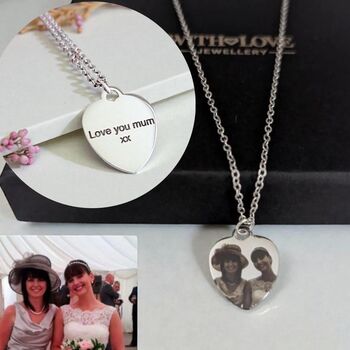 Personalised Photo Engraved Heart Necklace, 2 of 12