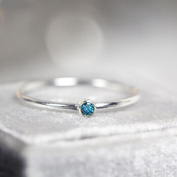Blue Diamond Ring In Silver, 2 of 9