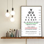 Personalised Milestone 21 Birthday Eye Chart Art Gift, thumbnail 1 of 3