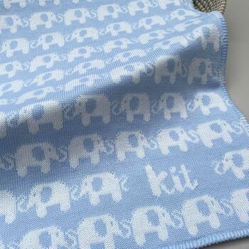 Personalised Knitted Elephant Baby Blanket, 5 of 11