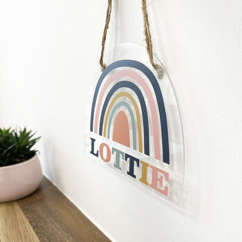 Muted Rainbow Hanging Room Sign, 2 of 7