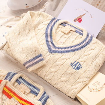 Personalised Baby Girl Cricket Jumper, 4 of 11