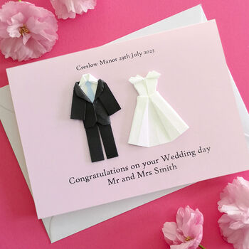 Personalised Mr And Mrs Origami Wedding Card, 2 of 5