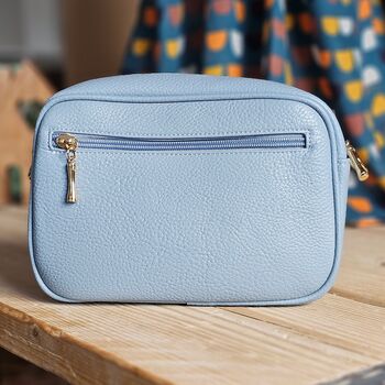 Single Zip Cross Body Bag In Light Blue, 2 of 2