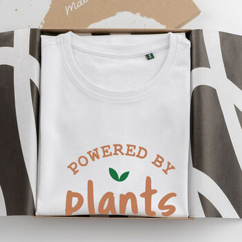 'Powered By Plants' Slogan Cotton T Shirt, 6 of 6