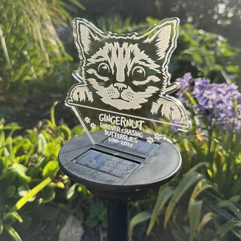 Pet Cat Memorial Colour Changing Solar Garden Light, 2 of 7