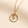 Personalised Family Hammered Halo And Birthstone Pendant Necklace In Gold Plating, thumbnail 2 of 5